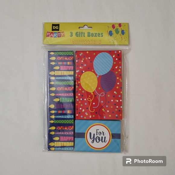 Bundle 3 Packs Small Gift Boxes 9 Total in Lot Birthday Candles Balloons For You - Picture 2 of 4